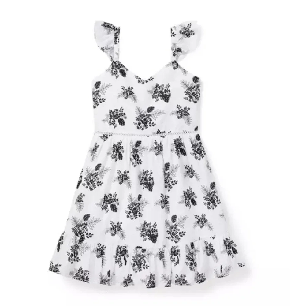 Janie and Jack The Trellis Black and White Floral Sundress Girls Size 16‎